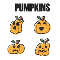 Set of halloween carved pumpkin icons Vector