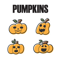Set of halloween carved pumpkin icons Vector