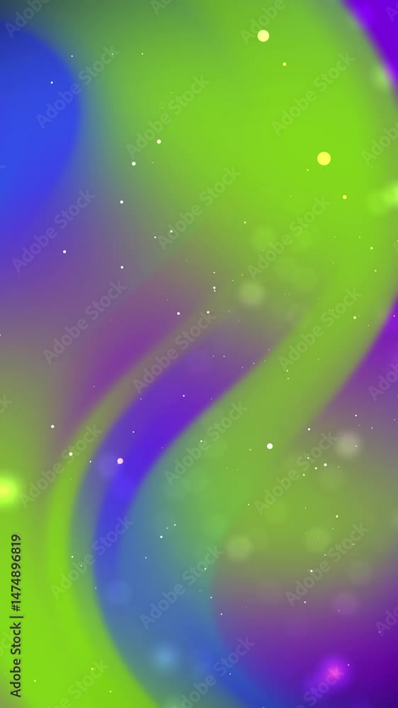 Poster abstract colorful blurred wavy background with light particles animation backdrop