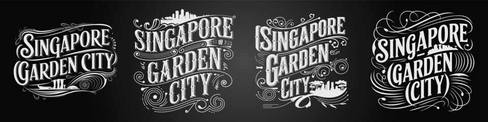 Obraz premium Singapore Educational Typography with Flags, Nations and School Chalkboard Design