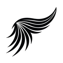 A stylized black wing, possibly a tattoo design or graphic element. Features a tribal abstract design with elegant, flowing lines. Simple yet powerful visual.
