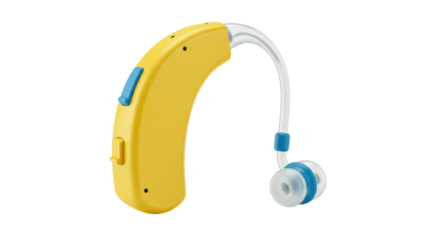 Isolated Yellow Hearing Aid