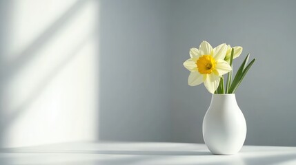 Springtime Serenity: Daffodils in a White Vase