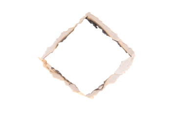 Burned Cardboard Diamond Frame with Black Background for Design