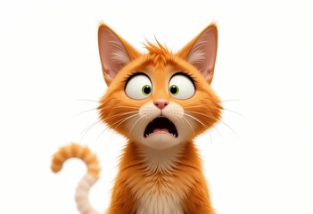 Fototapeta premium Cute funny shocked reaction of orange cat