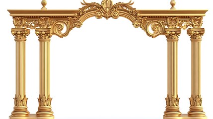 Ornate golden archway with columns and decorative floral elements