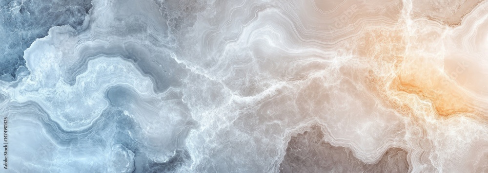 Poster abstract marble-like design in cool and warm tones. fluid, flowing patterns in light blue and beige