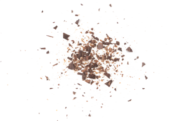 Crumbled Chocolate Explosion on Black Background Food Photography