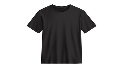 A set of clean black T-shirts laid flat showcasing front side, isolated on a transparent background