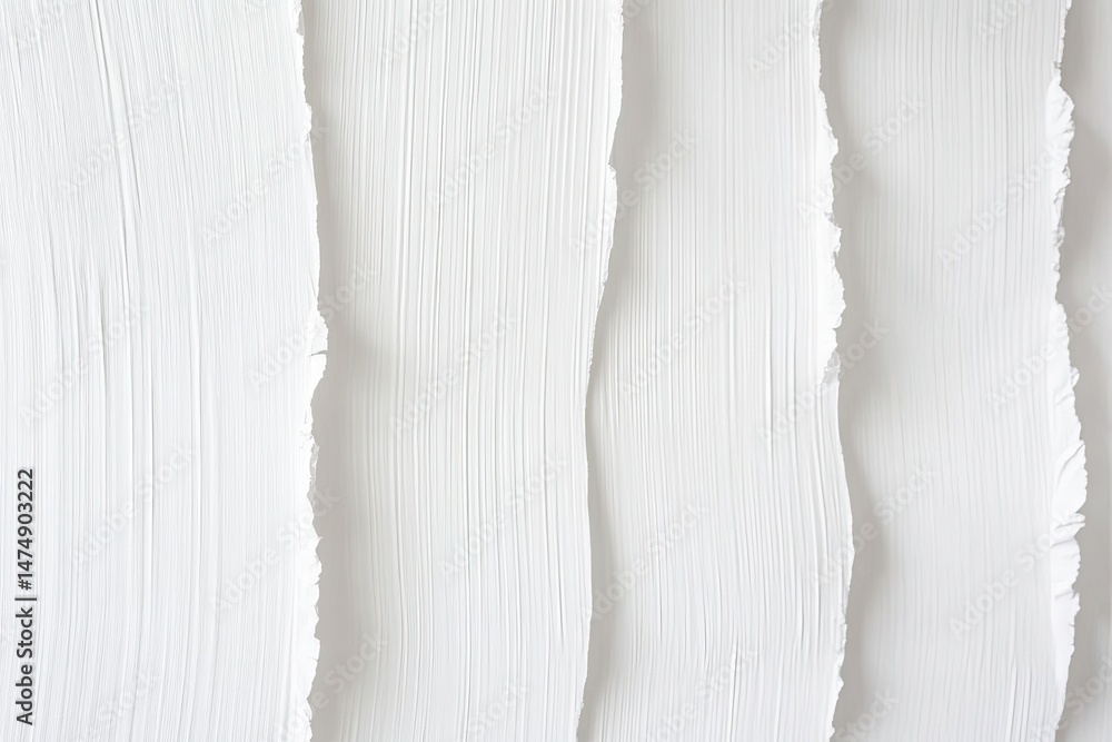 Aufkleber white textured paper strips layered, creating vertical stripes. strips have torn edges and a slightl