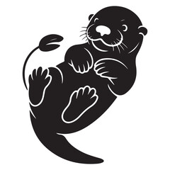 Black silhouette of a sea otter Vector Black silhouette. with white background