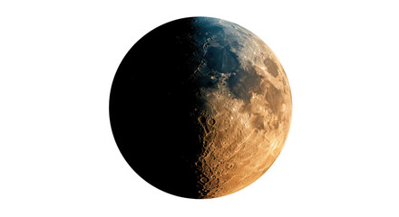 Isolated Half Lit Moon