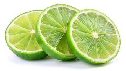 Sliced of fresh lime fruit isolated on white background
