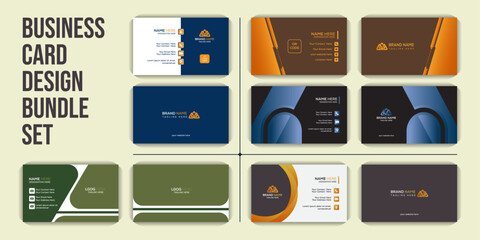 Modern and simple business card design bundle, Set of 5 Modern presentation card with company logo Vector business card template 
