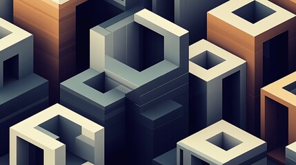 Abstract geometric cityscapes, modern design, digital art