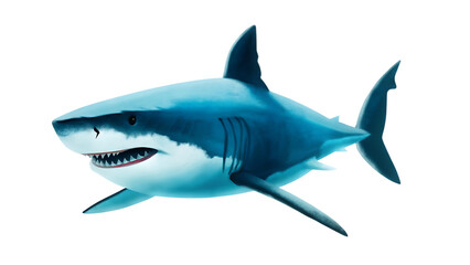 Obraz premium A shark with jaws swimming isolated on white background PNG