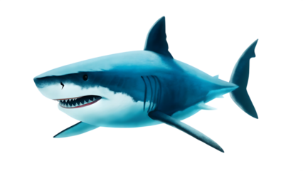 A shark with jaws swimming isolated on white background PNG