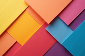 Abstract geometric composition with overlapping colorful paper sheets creating modern background