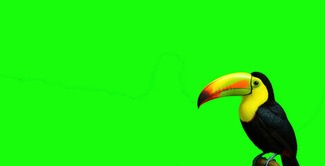 Naklejka premium Toucan bird green screen footage for video editing and chroma keying stock video and images use