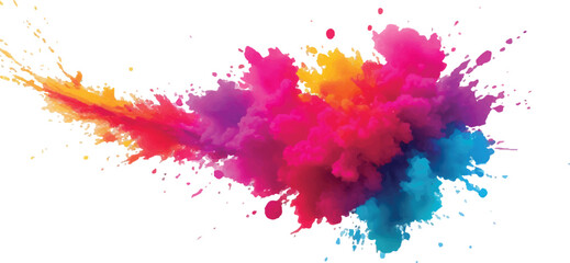 A Modern and Colorful Aquarelle Art Piece Featuring Explosive Watercolor Streaks, Splashes, and Brush Marks on a White Canvas, Creating a Dynamic and Playful Splash Effect.
