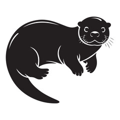 Black silhouette of a sea otter Vector Black silhouette. with white background