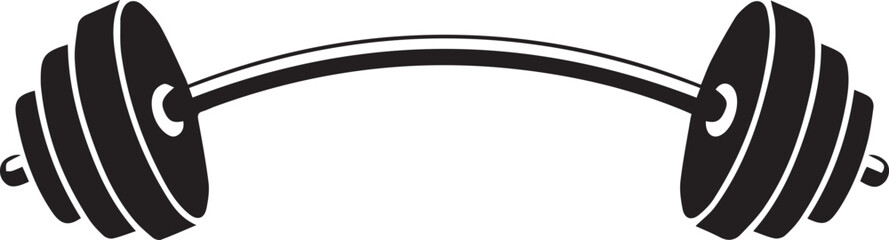 Curved Barbell Doodle Silhouette Vector | Clean Black Vector Art Illustration
