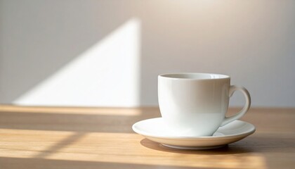 Fototapeta premium White Cup on Saucer with Light