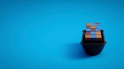 Global Trade  Shipping Containers  Cargo Ship  Import  Export  Logistics  Minimalist Blue
