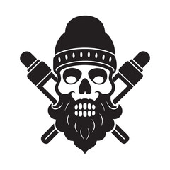 Vintage Skull with Beard and Vape Pens Street  Vector Silhouette 