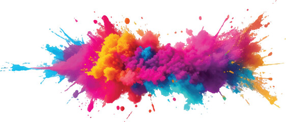 A Bright, Stunning Watercolor Painting of Abstract Stains and Splashes in Rich, Vibrant Colors, Enhanced by Bold Brush Strokes on a Pure White Background for a Contemporary Look.
