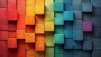 Colorful cubes create a textured background