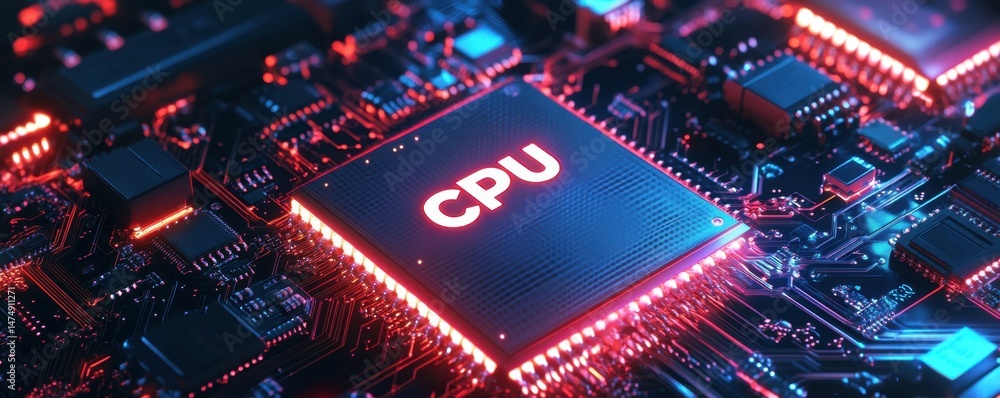 Poster cpu close up view with circuit board details