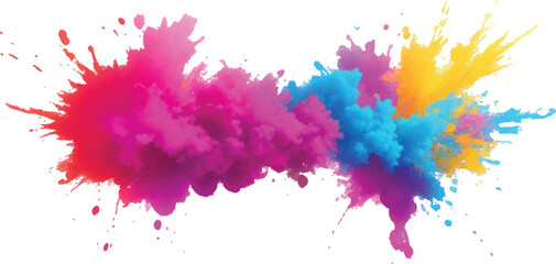 A Bright, Stunning Watercolor Painting of Abstract Stains and Splashes in Rich, Vibrant Colors, Enhanced by Bold Brush Strokes on a Pure White Background for a Contemporary Look.
