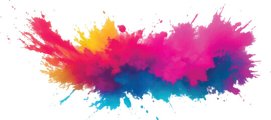 A Bright, Stunning Watercolor Painting of Abstract Stains and Splashes in Rich, Vibrant Colors, Enhanced by Bold Brush Strokes on a Pure White Background for a Contemporary Look.
