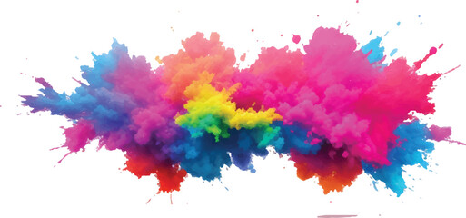 Dynamic and Expressive Watercolor Splash with Bright, Radiant Brush Streaks and Aquarelle Stains, Creating a Colorful and Lively Burst of Colors Against a Crisp White Canvas.
