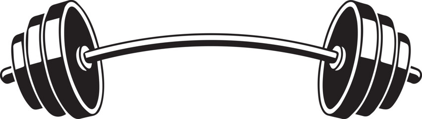 Curved Barbell Doodle Silhouette Vector | Clean Black Vector Art Illustration
