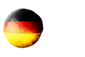 A soccer ball with German flag smoke isolated on white background PNG