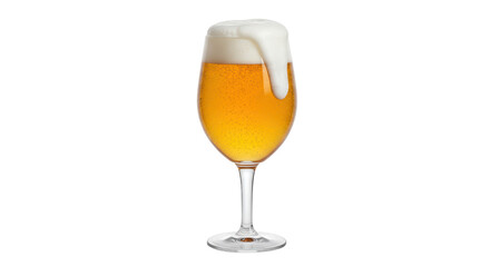 Isolated Beer Glass with Overflowing Foam
