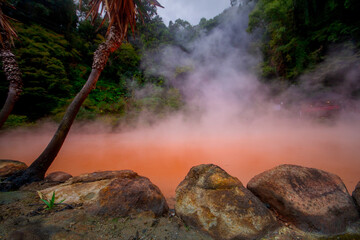 Hells of Beppu, or Beppu no jigoku, place of scenic beauty in the onsen town of Beppu, all of the...