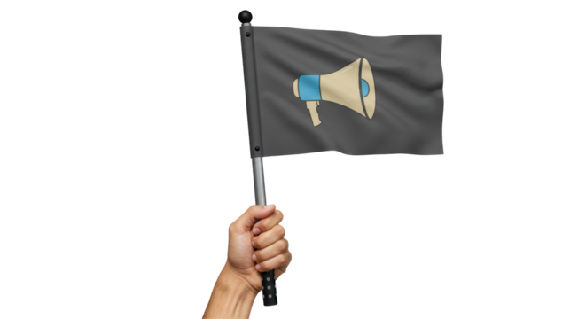 Isolated Hand Holding a Flag with Megaphone - Powered by Adobe