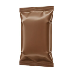 Brown pouch packaging mockup. Perfect for your product design! 3d rendering isolated on white background. Cartoon plastic style