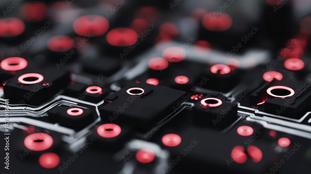 Poster glowing circuit board abstract tech background electronics innovation