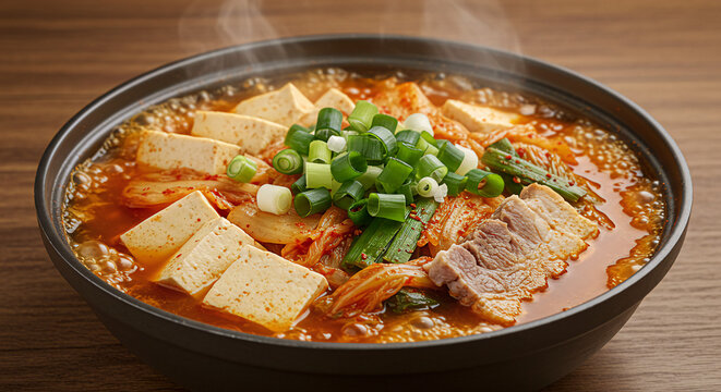 Kimchi Jjigae Delicious Korean Stew with Tofu Pork and Vegetables A Hearty Spicy and Flavorful Dish