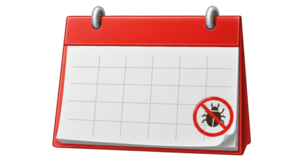 Isolated Calendar with Bug Ban Sign