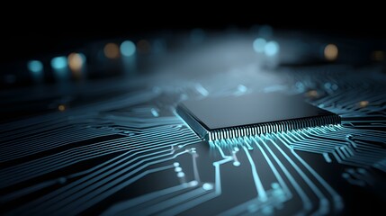 glowing circuits representing molecular nanotechnology on a dark background