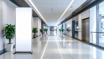 Obraz premium Hallway with Banner and Plant