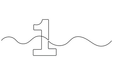 Obraz premium Continuous editable line drawing of number 1. editable One line drawing of number 1 icon Vector illustration 