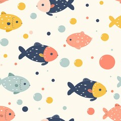 Naklejka premium seamless minimal doodle pattern of abstract sea creatures and coral shapes, soft beige and aqua color palette