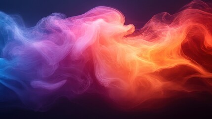 Obraz premium Colorful ethereal smoke plume, blending blue and red shades in a fluid, swirling pattern