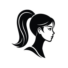 Elegant silhouette of a woman with ponytail representing beauty and femininity in a modern design style